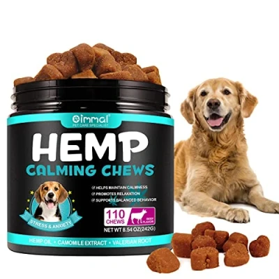 Image of XAYGHE Hemp Calming Chews for Dogs, Dog Treats, Dogs Anxiety Relief Fear, Separation Anxiety, Barking, Hyperactivity, Reactivity, Aggression, Chicken Flavor, 110pcs (Beef Flavor)