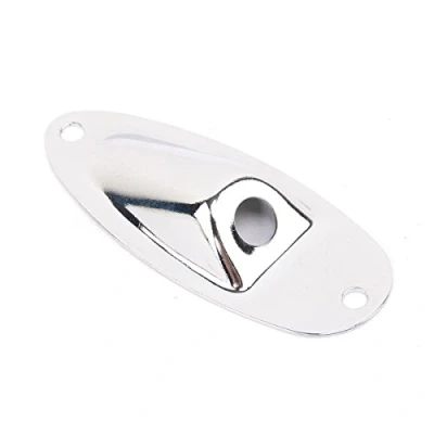 Image of Musiclily Boat Style Strat Jack Plate for Stratocaster Electric Guitar, Chrome (2 Pieces)
