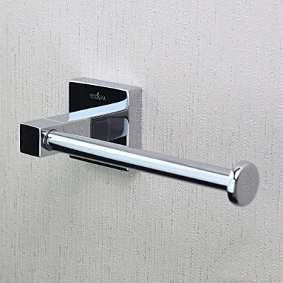Image of ECOSPA Square Toilet Roll Holder with Polished Chrome Finish Wall Mounted Fittings