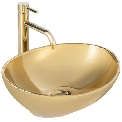 Image of REA U9015 Bathroom Sink Made of Ceramic gold U9015, Gold, Sofia 41 x 34,5 cm