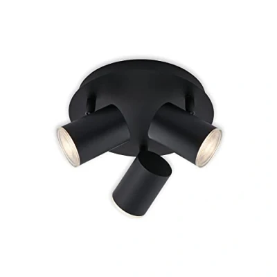 Image of BRILONER Leuchten 2731 035 Ceiling Spotlight, Bathroom Lamp, Light, Spotlight Rotatable and Swivelling, 3X LED/GU10, IP44, Black, 210 x 112 mm (DxH)