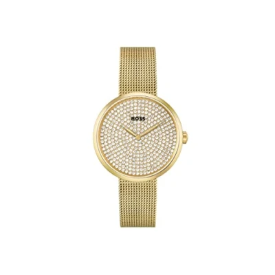 Image of BOSS Analogue Quartz Watch for Women with Gold Colored Stainless Steel mesh Bracelet 1502659