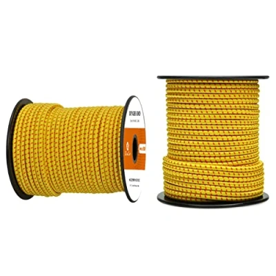 Image of Abma Cord Bungee 4mm 30M Elastic Shock 100% Stretch Rope for Tarpaulin, Trailer, Backpack, Tent Pole, Kayak Yellow&amp;Red