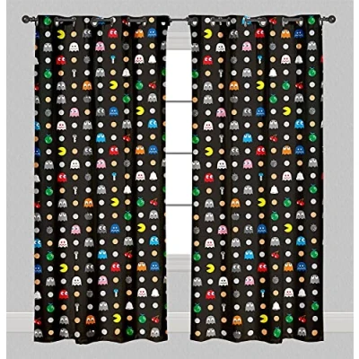 Image of Pac Man Eyelet Curtains Pacman Maze Design 66&quot; Wide x 72&quot; Drop