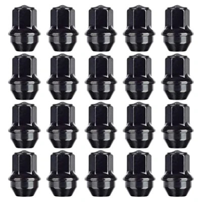 Image of RYBO Set of 20 Black Alloy Wheel Nuts, M14 x 1.5, 21mm Hex, Compatible With Ford Transit Custom &amp; Tesla Vehicles More