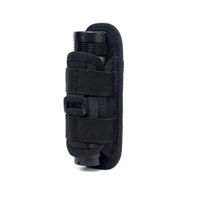 Image of WYNEX Tactical Flashlight Pouch Holster, Rotatable Holder Belt Clip Torch Carry Case with 360 Degree Carabiner Reel