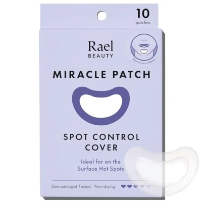Image of Rael Pimple Patches, Miracle Large Spot Control Cover Size for Chin Cheek Nose, Korean Skincare, Hydrocolloid Acne Treatment Patch, Vegan &amp; Cruelty Free (10 Count)