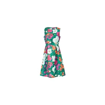 Image of Yumi Green Floral Jacquard Skater Dress 16