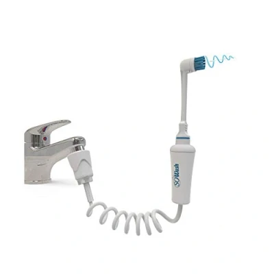 Image of SoWash Brush Dental Water Flosser 2 in 1 Vortex Connects to Tap Irrigator Without Batteries and Electricity Head with Bristles 3 Converged Jets Italian Made
