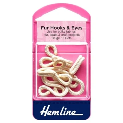 Image of Hemline H402.BE Beige Fur Hook &amp; Eyes Size 3 Sets In A Reusable Plastic Box by