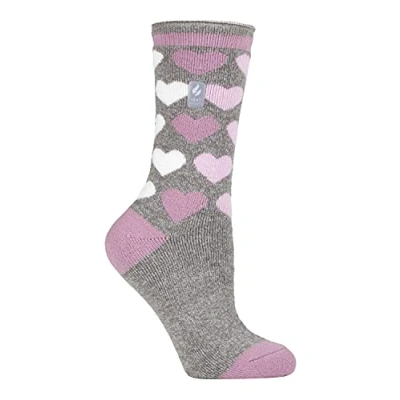 Image of HEAT HOLDERS Lite Womens Insulated Thermal Socks Multiple Designs Including Argyle Stripes Hearts Stars Warm for Winter (4 7, Grey (Paris))