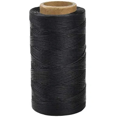 Image of 260 m Waxed Thread, Leather Craft Flat Sewing String for Machine, Cord Hand Stitching, Bookbinding, DIY Weaving Handicraft Tools, Shoes Repairing, 1 mm 150D (Black)