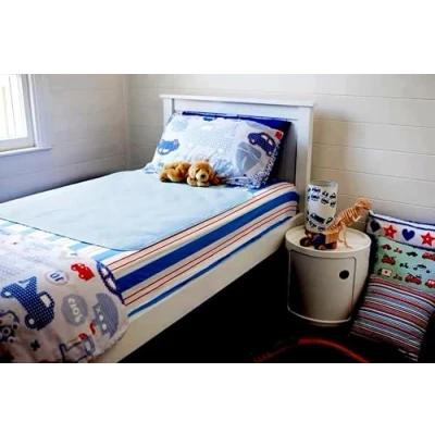 Image of Washable Waterproof Mattress Protector/Absorbent Incontinence Pad/Bedwetting Sheet Without Tucks Single bed, Blue, Size 85 x 90cm