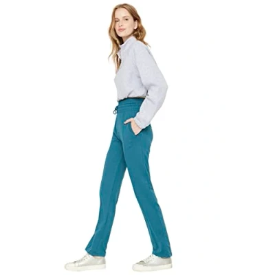 Image of Trendyol Women&#039;s Woman Young Straight Sweatpants, Teal, S UK