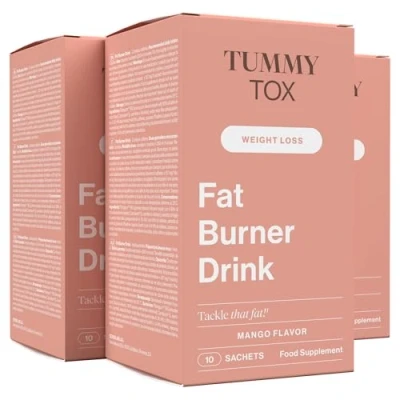 Image of F Burner Drink L Carnitine, Guarana, Yerba Mate Leaf Extract, and Papaya Extract Mango Flavoured 30 Sachets for Days TummyTox