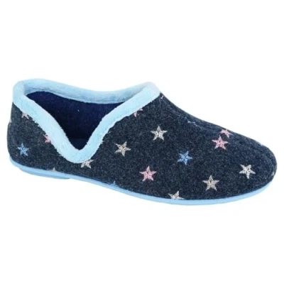 Image of Sleepers Womens/Ladies Aria Star Motif Knitted Slippers (6 UK) (Navy Blue)
