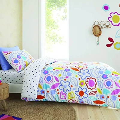 Image of Pineapple Elephant Kids Bedding Blomme Floral Cotton Double Duvet Cover Set with Pillowcases Bright