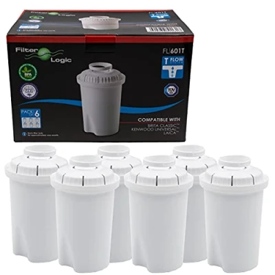 Image of Filterlogic FL601T Pack of 6 Water Filter Cartridges Compatible with Brita Classic Jugs/Table