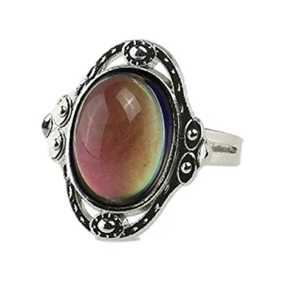 Image of ODETOJOY Mood Ring for Men Adjustable Oval Color Changing Emotion Feeling Kids Girl