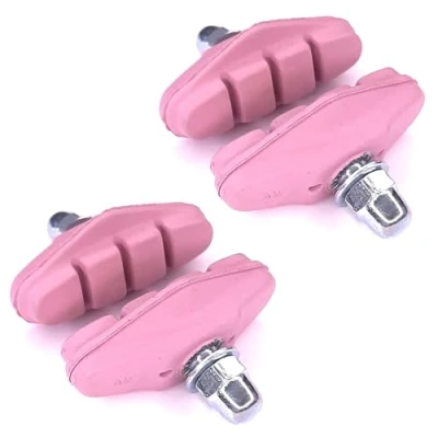 Image of cyclingcolors 4 x Racing City Bike Brake Pads 50 mm with Screw Bicycle Brakes Replacement, Pink