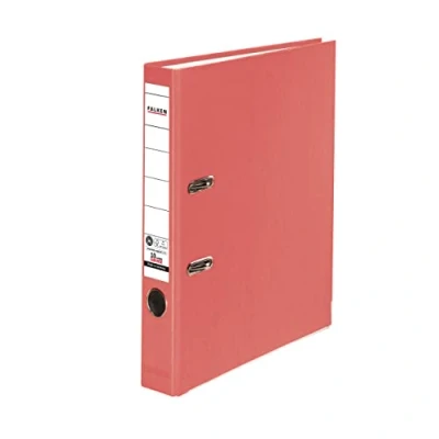 Image of Original Falken Recycolor environmental folder Öko. Made in Germany. Coloured paper cover outside 5 cm narrow DIN A4 red ring binder file letter office cardboard CO2 neutral Blue Angel