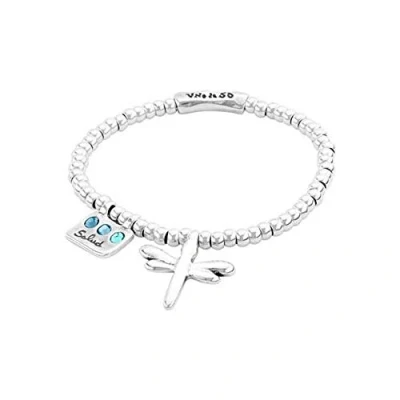Image of Beaded stretch bracelet with a dragonfly charm