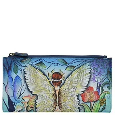 Image of Anuschka Hand Painted Women’s Genuine Leather Two Fold RFID Wallet Enchanted Garden