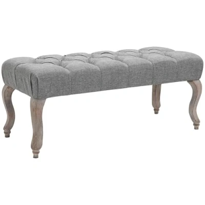 Image of HOMCOM Tufted Upholstered Accent Bench Window Seat Bed End Stool Fabric Ottoman for Living Room, Bedroom, Hallway