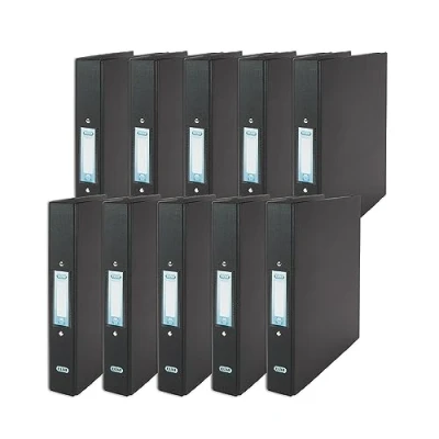Image of Elba A4 Ring Binders, 25 mm Capacity, 2 O Ring, Plastic on Board, Black, Pack of 10