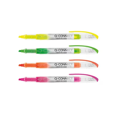 Image of Q CONNECT Liquid Ink Highlighter Assorted Colours (Pack of 4)