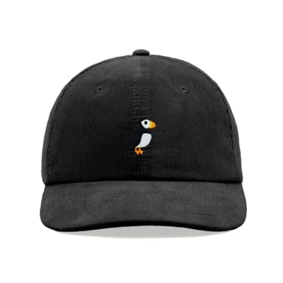 Image of Puffin Corduroy Baseball Cap Vintage Unisex Dad Hat Adjustable Black