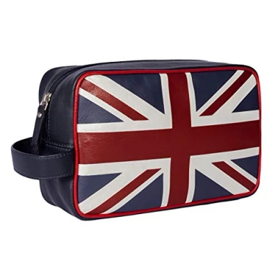 Image of Mala Leather Mens/Boys Toiletry Soft Washbag Union Jack Navy
