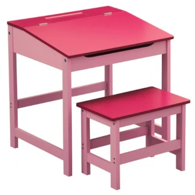 Image of CHILDRENS PINK DESK AND CHAIR SET