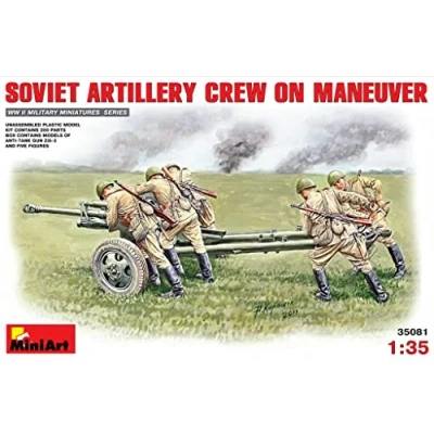 Image of Miniart 1:35 Scale Soviet Artillery Crew on Maneuver Plastic Model Kit