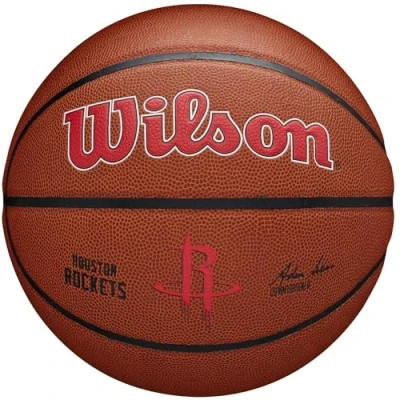 Image of Wilson Basketball, Team Alliance Model, HOUSTON ROCKETS, Indoor/Outdoor, Mixed Leather, Size: 7