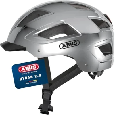 Image of ABUS Hyban 2.0 City Helmet Durable Bicycle for Daily Use with ABS Hard Shell Women and Men Silver, Size M