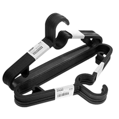 Image of Ikea SPRUTTIG Lightweight Clothes Hangers, Black, Plastic, 39 Centimetres Set of 20