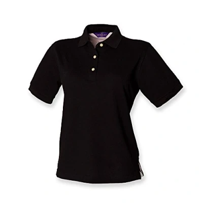 Image of Henbury Ladies Classic Pique Polo Shirt : Color Black Size 16