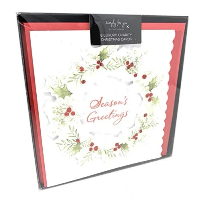 Image of Luxury 3D Wreath Charity Christmas Cards from Hallmark Pack of 6 in 1 Design