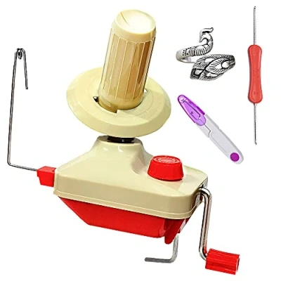 Image of RRigo Yarn Ball Winder, Manual Warp Fibre Wool Machine for Family Bobbins + Adjustable Knitting Loop Hook 1 Piece Scissors