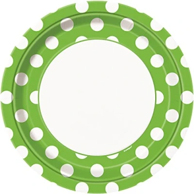 Image of Unique Party 37465 23cm Lime Green Polka Dot Plates, Pack of 8