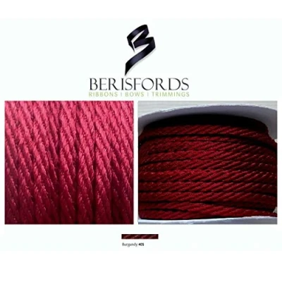Image of Berisfords 5 mm x 20 m Barley Twist Rope Burgundy