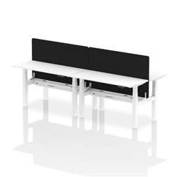 Image of Air B2B 1400x600mm Adjustable 4P Bench Desk CP White/White + Screen