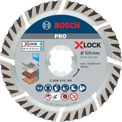 Image of Bosch 1x PRO Multi Material Diamond Cutting Disc for X Lock and Small Angle Grinders (for concrete, Reinforced Ø 125 mm, Professional Accessory Grinder)