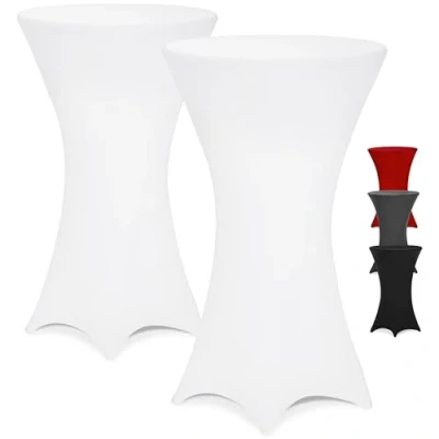 Image of Detex® Set of 2 Table Slip Covers for Tables Diameter 70 75cm Easy Care Washable Fabric Other 60 65, 80 85 cm Reinforced Foot Area Cover White