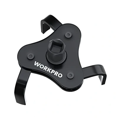 Image of WORKPRO Oil Filter Wrench 3 Jaw, Universal Filter, Removal Tool with Drive Adapter for Cars, Motorcycles, Trucks, Diameter 70 mm 110