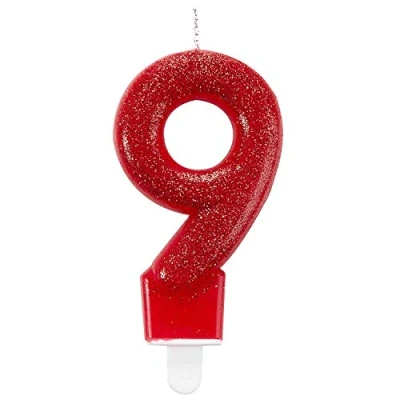 Image of amscan 9900770 Candle num. 9 Glitter