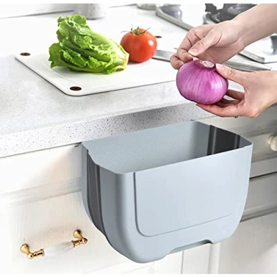 Image of BanYakong Hanging Folding Mini Trash Can for Kitchen Cabinet Door, Small Collapsible Garbage Bin Under Sink,Wall Mounted Waste Container CabinetBedroomBathroom (3L)