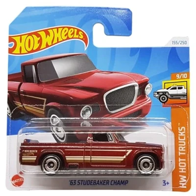 Image of Hot Wheels &#039;63 Studebaker Champ HW Trucks 9/10 HTC35 Short Card Pickup Dark Red Mattel 2024 1:64