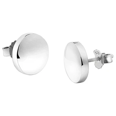 Image of Nenalina Stud Earrings with Shiny Approximately Surface, handmade from 925 sterling silver, 324403 090